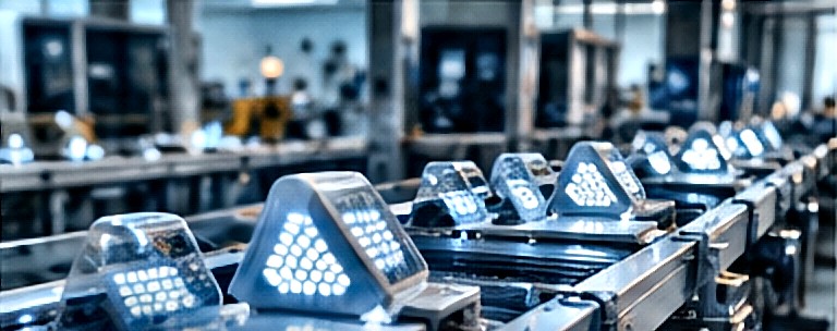 LED light units on a production line